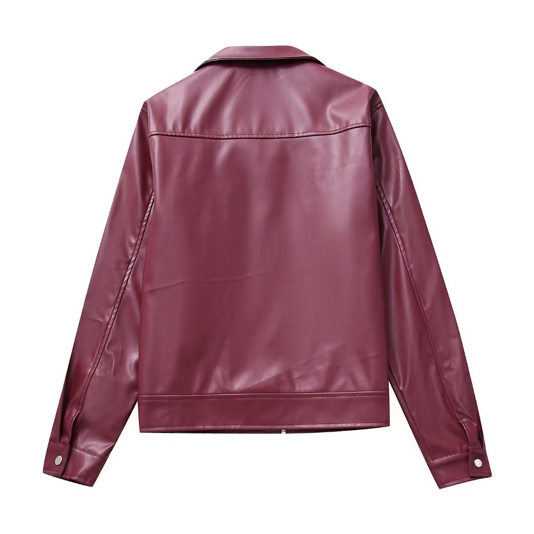 Veste Similicuir Bordeaux Haut de Gamme