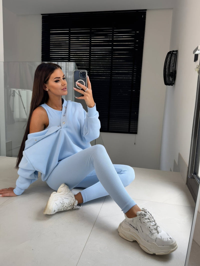 Ensemble vêtements de sport et vêtements de yoga trois pièces femme - (débardeur, legging, sweat à capuche)