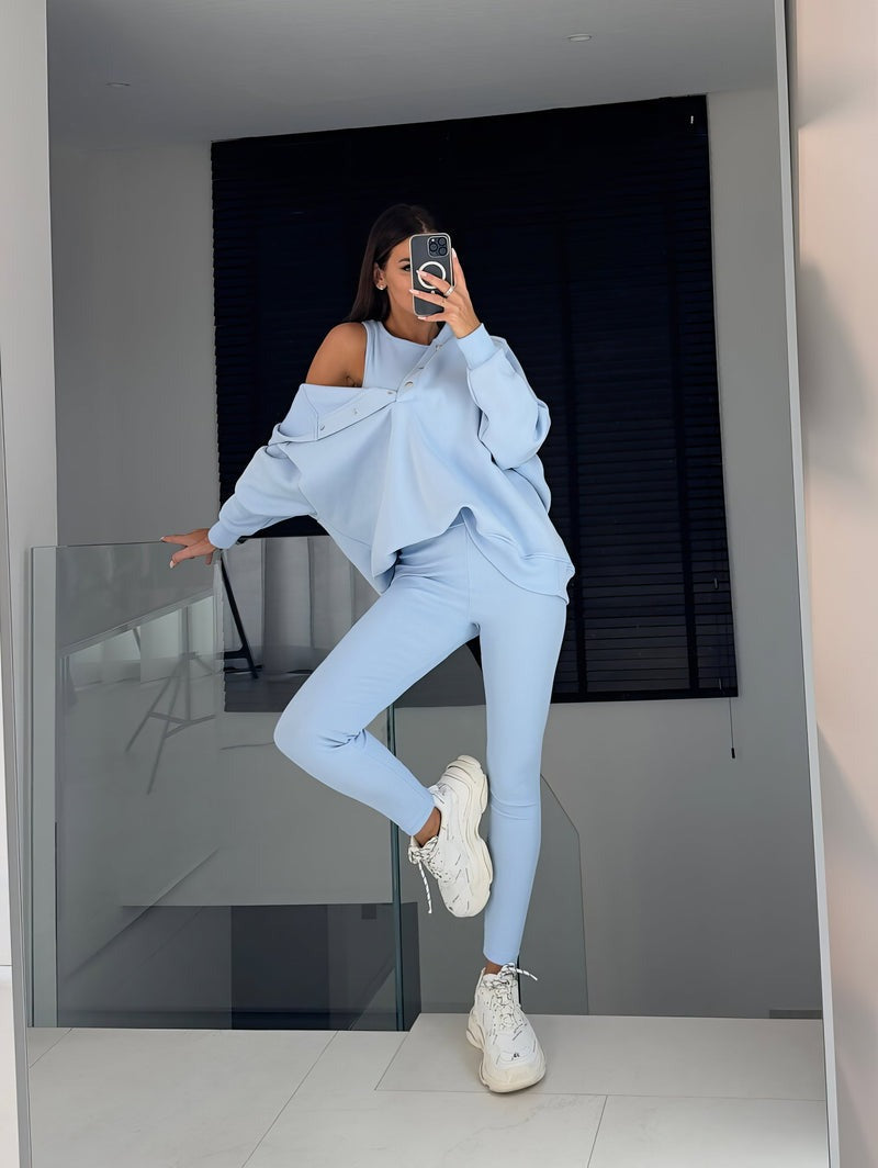 Ensemble vêtements de sport et vêtements de yoga trois pièces femme - (débardeur, legging, sweat à capuche)