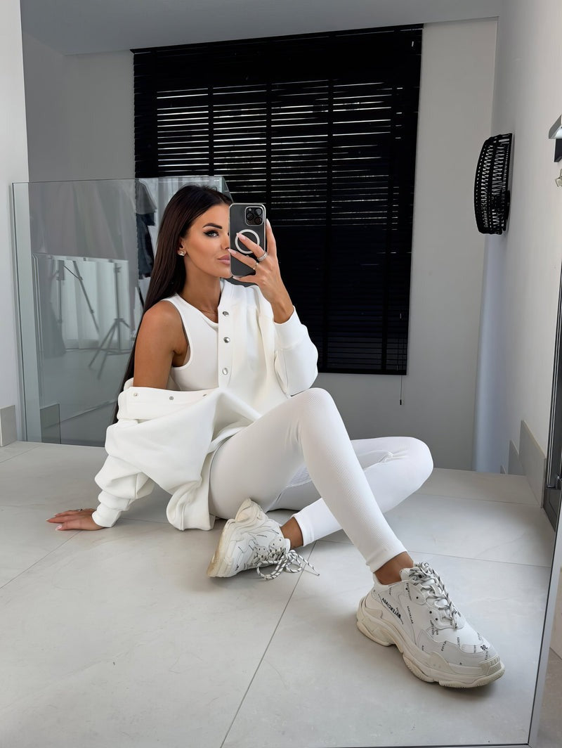 Ensemble vêtements de sport et vêtements de yoga trois pièces femme - (débardeur, legging, sweat à capuche)