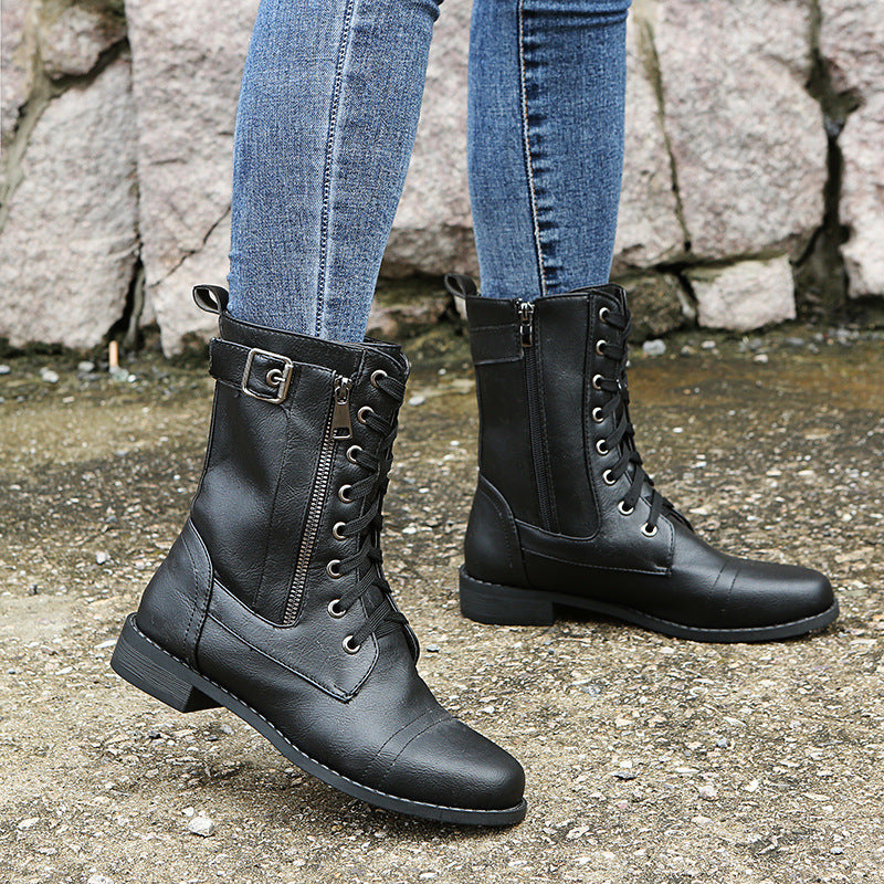 Bottes Similicuir Zip Latéral