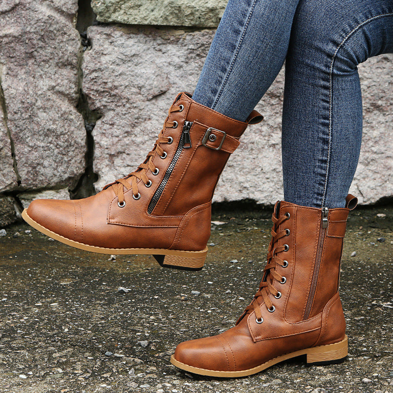 Bottes Similicuir Zip Latéral