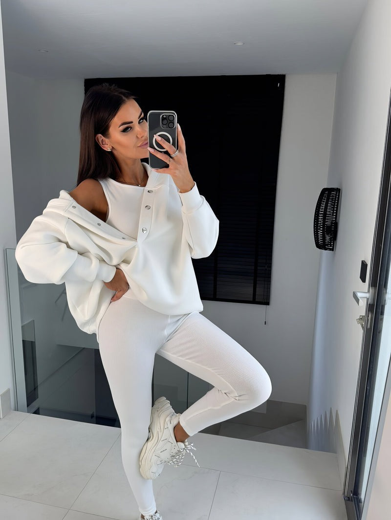 Ensemble vêtements de sport et vêtements de yoga trois pièces femme - (débardeur, legging, sweat à capuche)