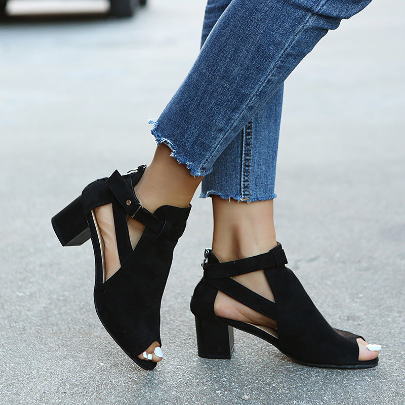 European And American Women's Back Zipper Sandals