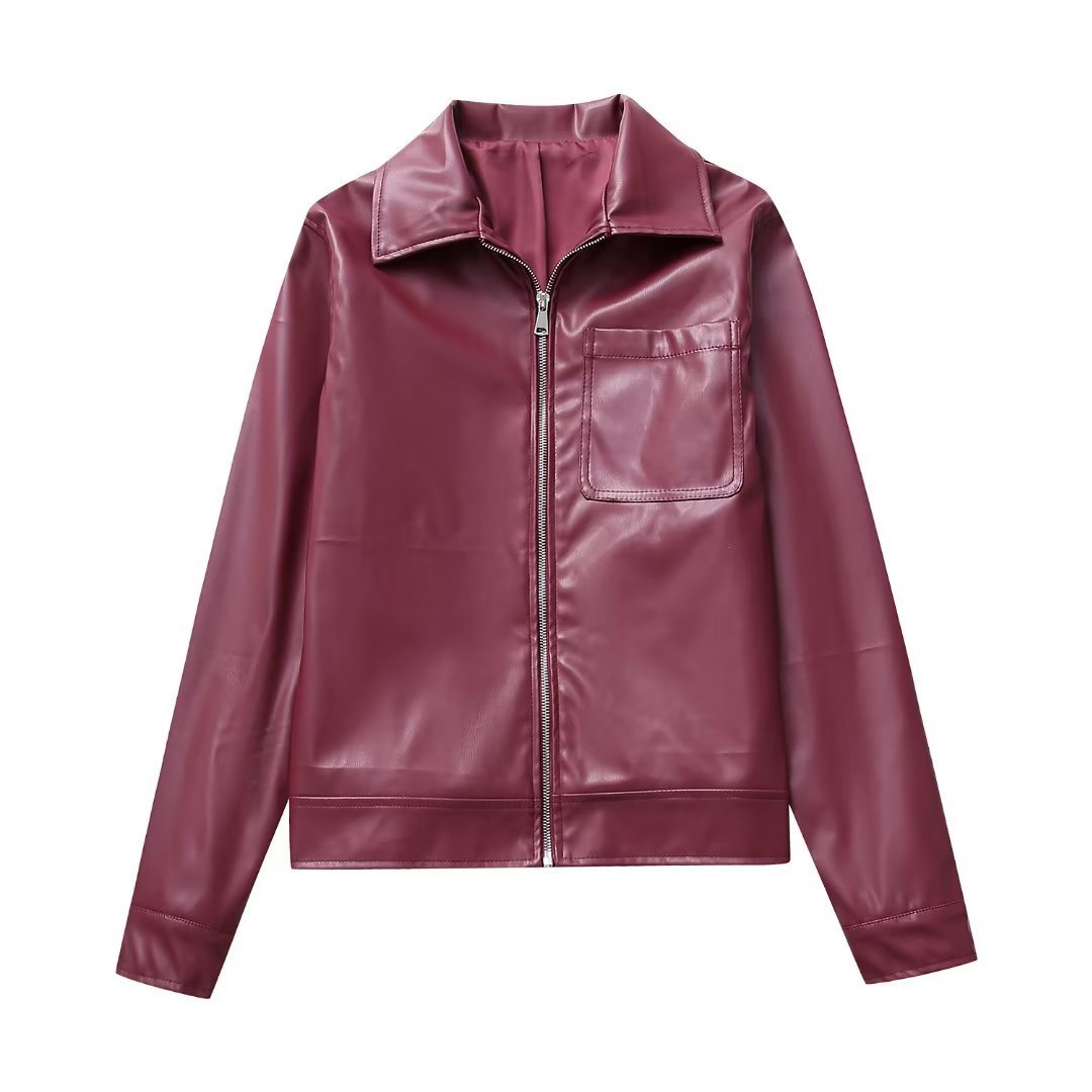 Veste Similicuir Bordeaux