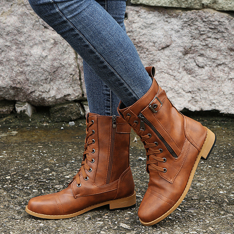 Bottes Similicuir Zip Latéral