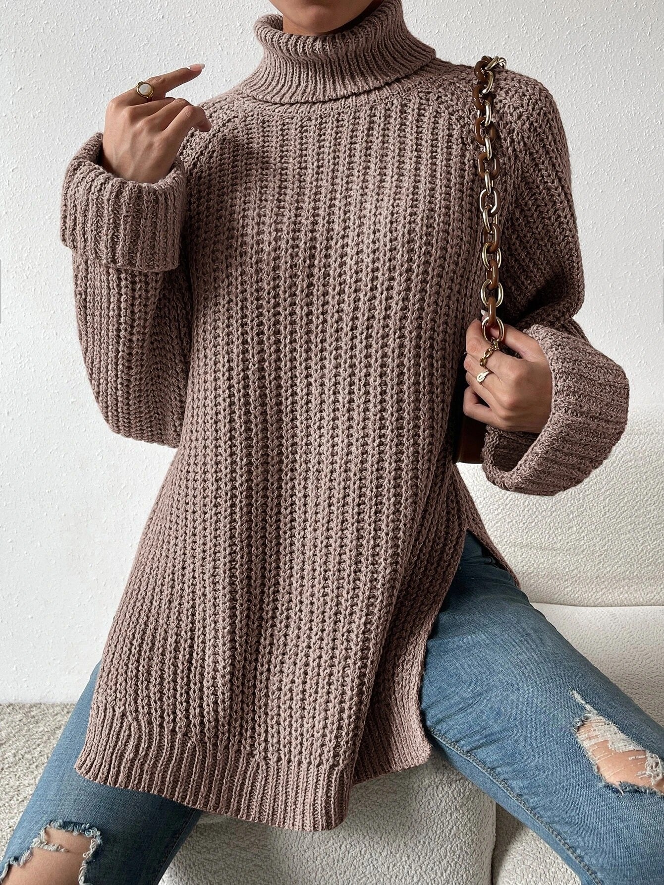 Pull Douillet à Col Roulé en Maille Épais